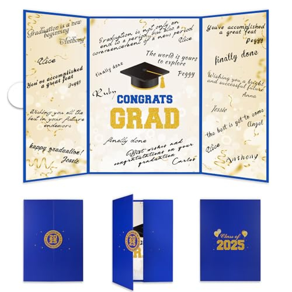 Tifeson 2025 Graduation Party Decorations - Blue Class of 2025 Guest Book Alternative Congrats Grad Signature Certificate Board for Graduation Gift Party Supplies