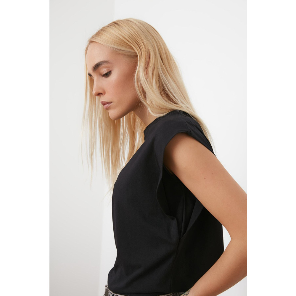 Tight Lady Siyah %100 Pamuk Vatka Görünümlü Basic Bisiklet Yaka Örme T-shirt 3XL Beden Bayan T-shirt Fiyatı