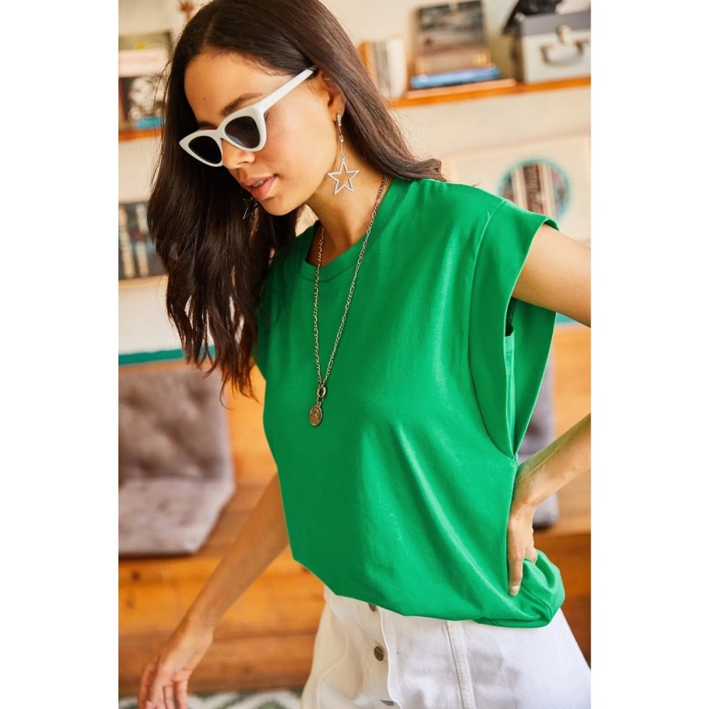 Tight Lady Yeşil %100 Pamuk Vatka Görünümlü Basic Bisiklet Yaka Örme T-Shirt M Beden Bayan T-shirt Fiyatı