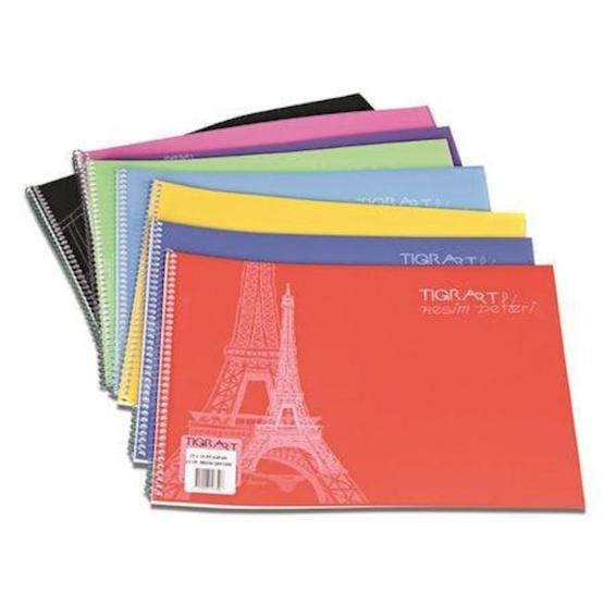 Tigra Spiralli Plastik Kapak 25 Yaprak 35x50 Resim Defteri