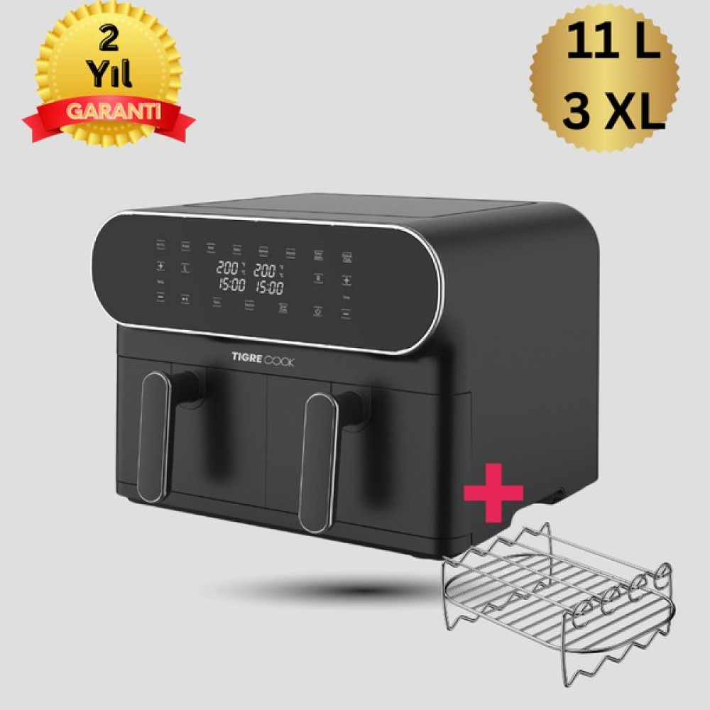 Tıgrecook Duo 3xl Airfryer 11L Sıcak Hava Fritözü Çift Hazneli Yağsız 1700W AFT11001A Fritözler Fiyatı
