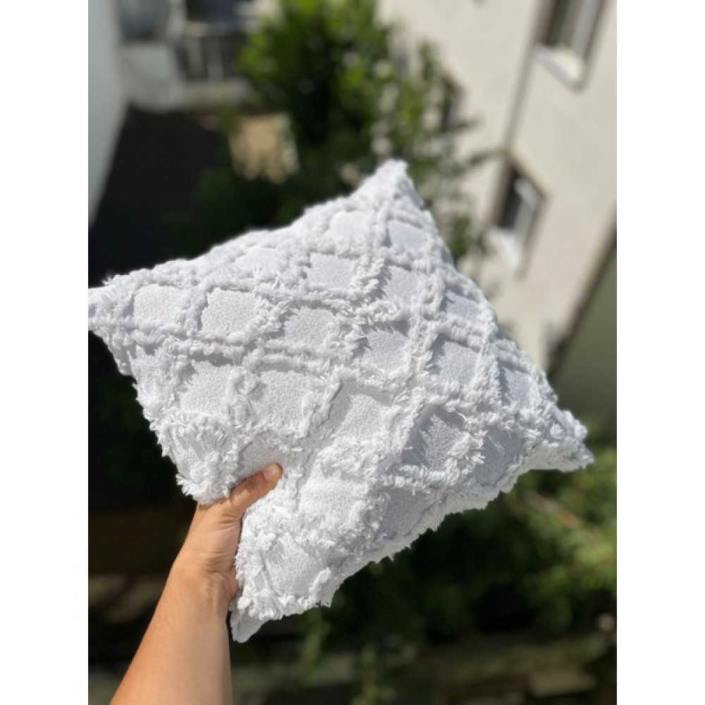 Tik Paket Bohem Özel Tasarım Salon Kırlent Kılıfı, Punç, Peluş Kırlent Kılıfı, Teddy Puffy Kırlent Kılıfı - 43 x 43 cm - Açık Gri Kırlent / Mobilya Yastığı Fiyatı