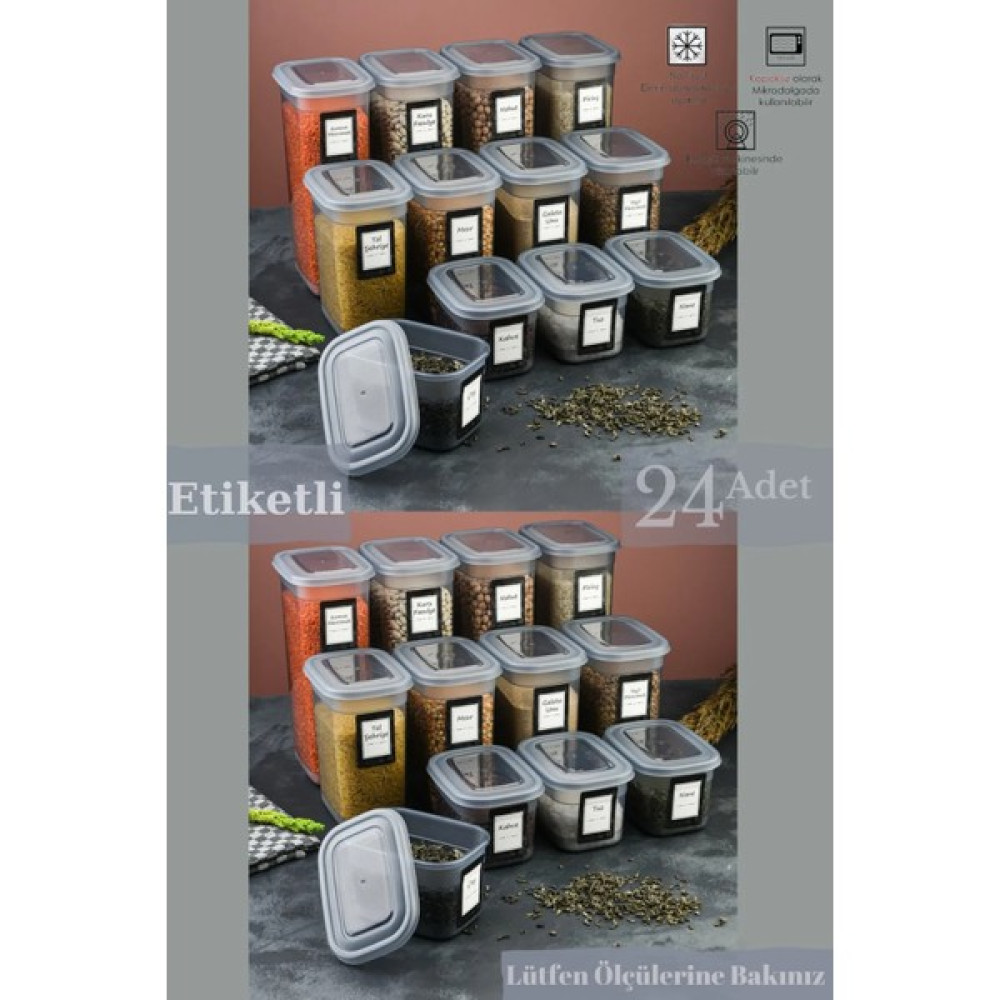Tıkla Sende Etiketli 24'lü Helly Dikdörtgen Saklama Kabı Seti (1,80LT+1.2LT+0,60LT) Etiketli Erzak Saklama Saklama Kapları Fiyatı