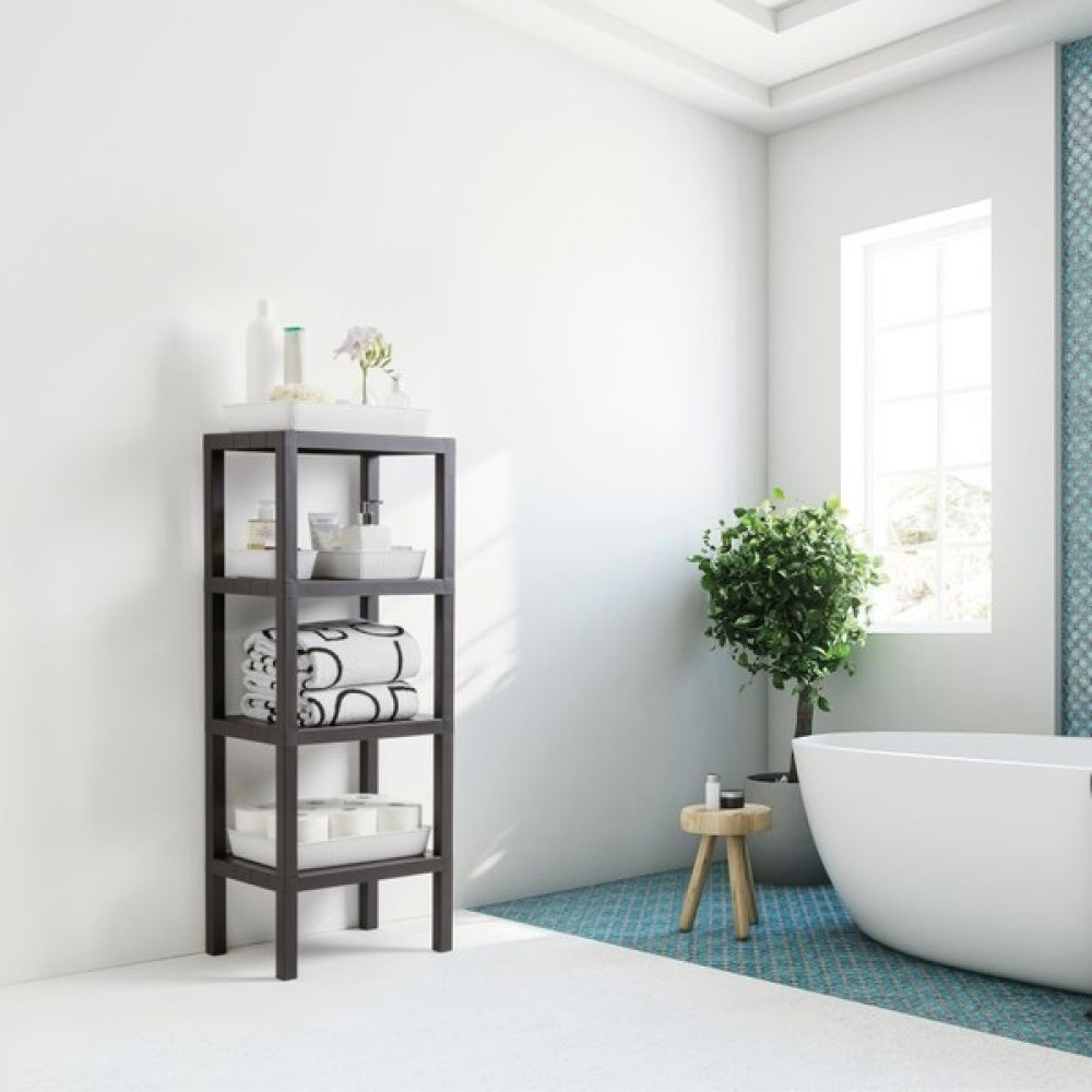 Tıkla Sende Ombeg 4 Katlı Modüler Raf Banyo Düzenleyici Mutfak Balkon Salon Bahçe Organizeri - Kahverengi Eşya Saklama / Düzenleme Fiyatı