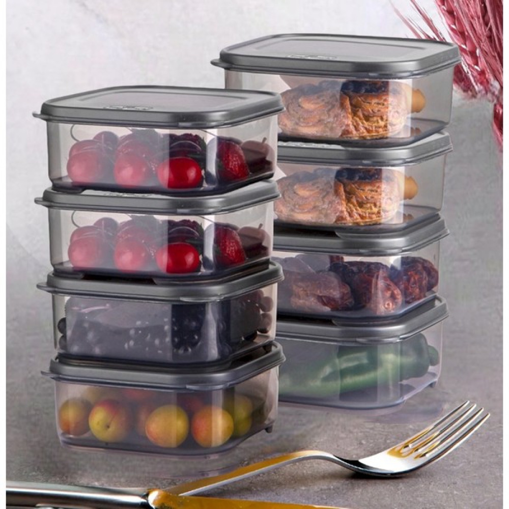 Tıkla Sende Vera Kitchen Elegant Rubby 8'li 500 ml Kare Saklama Kabı Seti Antrasit 8X500 ml Saklama Kapları Fiyatı