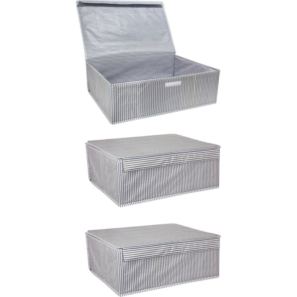 Tıkla Yolla 3 Adet Baza Içi Düzenleyici Kapaklı Organizer Kutu 50X40X19 cm - Gri Diğer Fiyatı