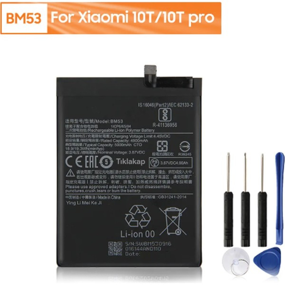 Tıklakap Xiaomi Mi 10T / Mi 10T Pro Batarya Pil BM53 + Tamir Seti Cep Telefonu Bataryası Fiyatı