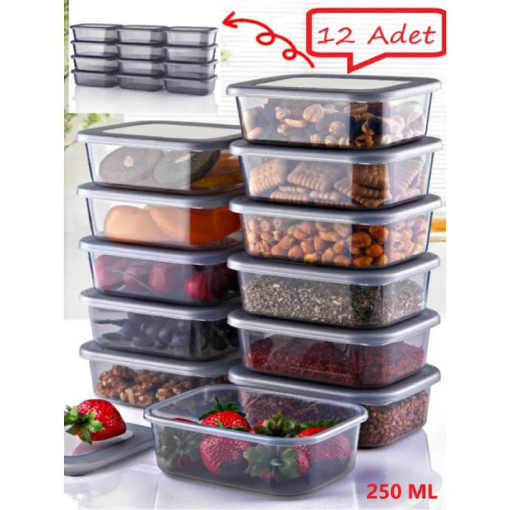 Tıklasende 12 Adet 250ML Saklama Kabı Seti , Kahvaltılık , Bakliyat Çerezlik Meyve Kapaklı Baharat Kutusu Saklama Kapları Fiyatı