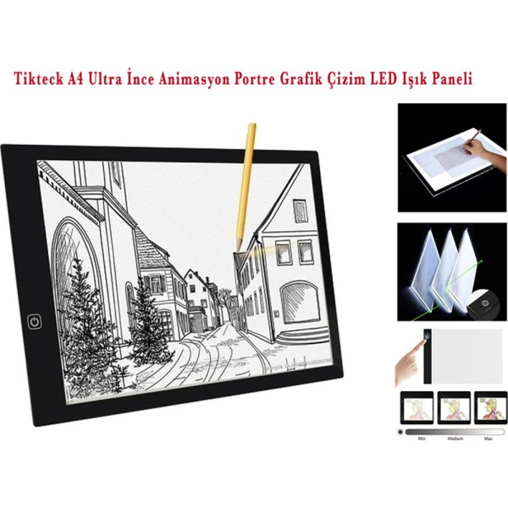 Tikteck A4 LED Ultra Ince Animasyon Çizgi Film Portre Dövme Grafik Çizim Tableti - Siyah - 1 Adet Mobilya & Dekorasyon Fiyatı