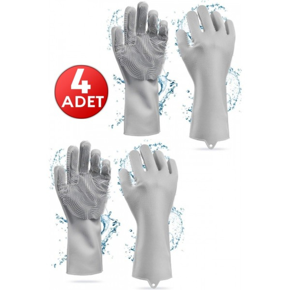 Tilbe Home Sihirli Silikon Bulaşık Yıkama Eldiveni Tencere Tava Ovma Lavabo Mutfak Fırın Temizlik Iş Eldiven - Gri - Standart Temizlik Malzemeleri Fiyatı