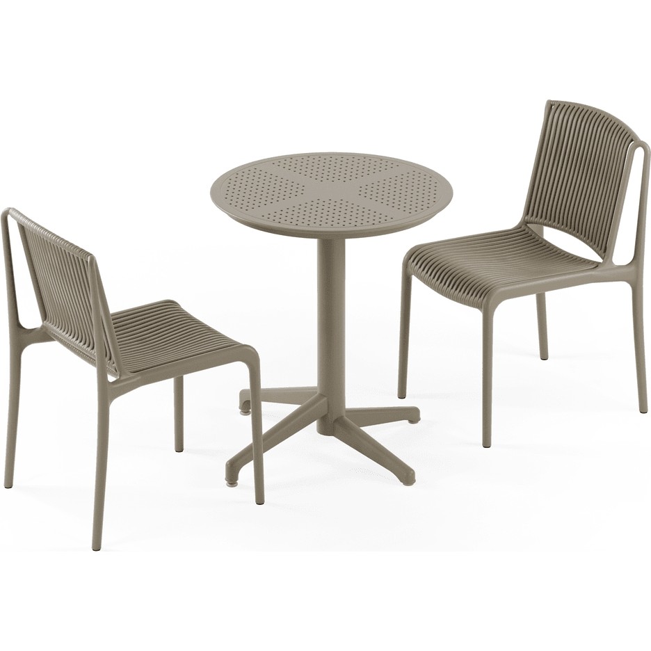 Tilia 2 Kişilik Polipropilen Masa Takımı Vizon (Moon Katlanır Masa Ø60 cm + Nes Sandalye) Standart Sandalye Fiyatı