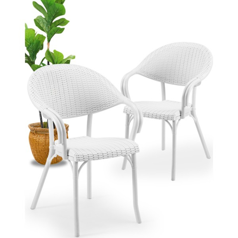 Tilia Flash R 2'li Rattan Efektli Koltuk Sandalye 6 Renk Seçeneği - Beyaz Bahçe Sandalyesi Fiyatı