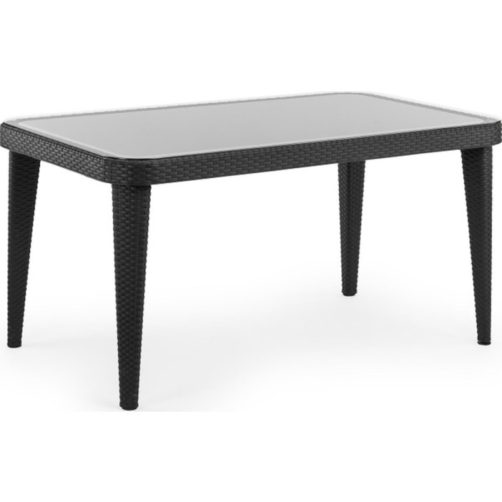 Tilia Osaka 90X150CM Masa 4 - 6 Kişilik Rattan Efektli Camlı Bahçe Balkon Masası - Siyah Bahçe Masası Fiyatı