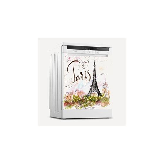Tilki Dünyası 0061 Paris Desenli Bulaşık Makinesi Kapak Sticker