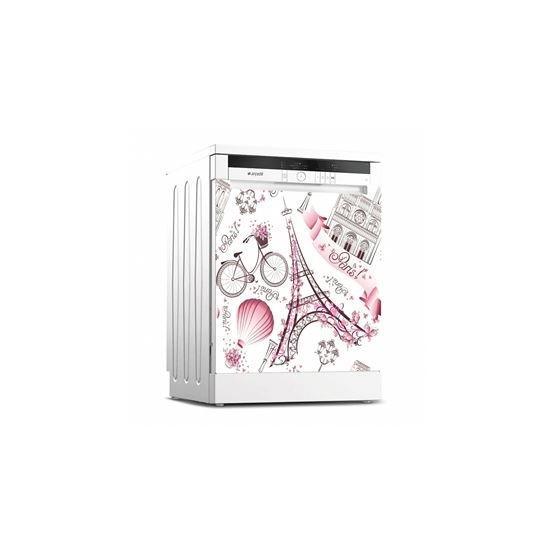 Tilki Dünyası 0064 Paris Desenli Bulaşık Makinesi Kapak Sticker