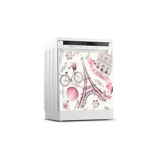Tilki Dünyası 0064 Paris Desenli Bulaşık Makinesi Kapak Sticker