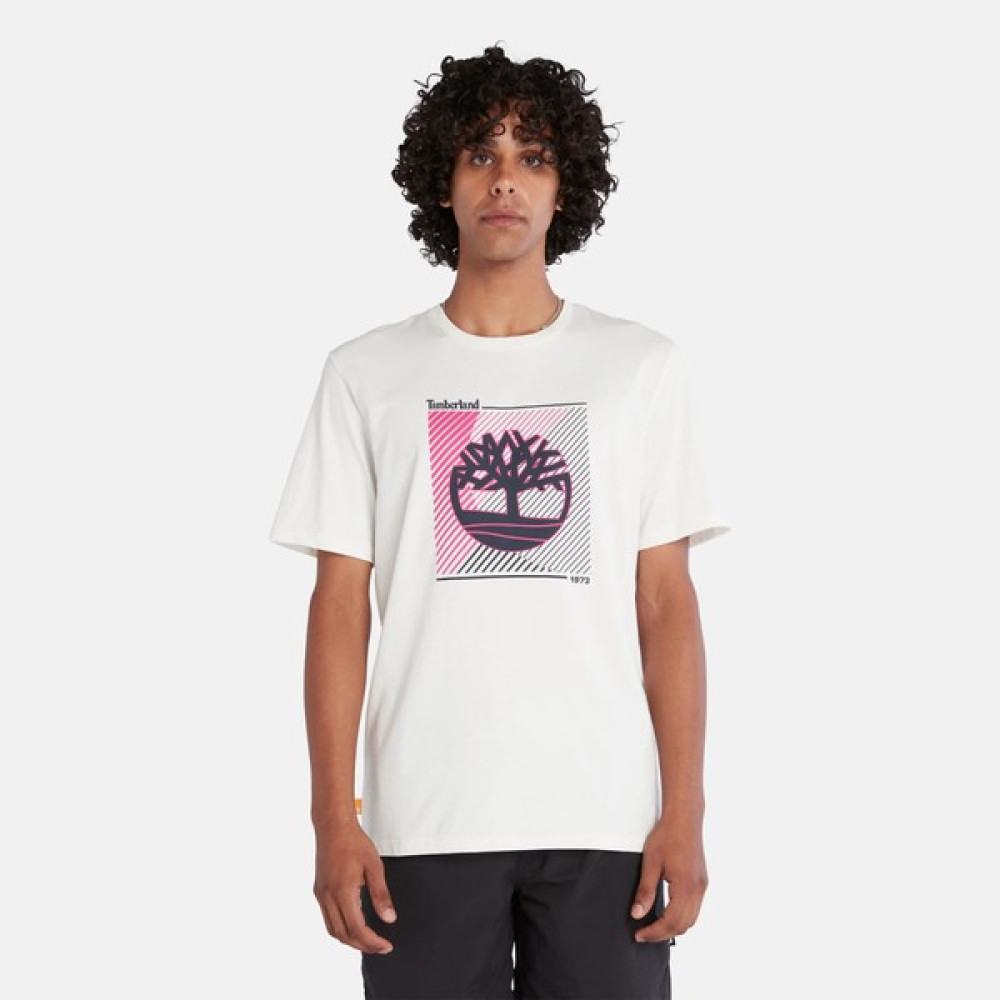 Timberland Tree Logo Graphic Regular Erkek Beyaz Yuvarlak Yaka Tişört Erkek T-shirt Fiyatı