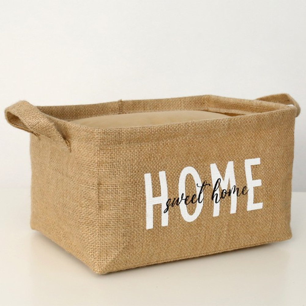 Timburly Home Sweet Home Yazılı Orta Boy Dikdörtgen Jut Sepet 18X21X30CM B13 Eşya Saklama / Düzenleme Fiyatı