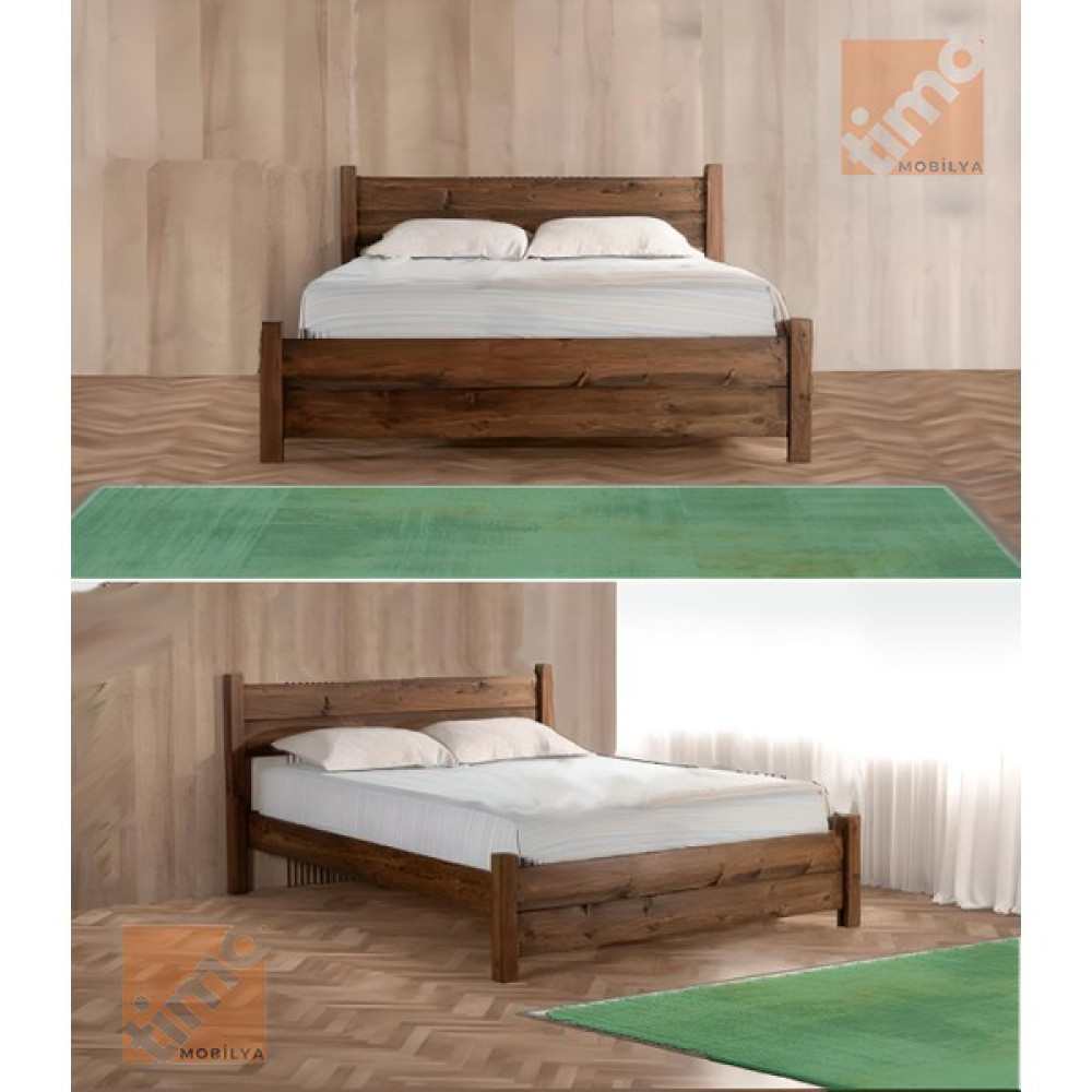 Timo Relax Ceviz Vernikli Masif Ahşap Karyola - Koyu Ceviz - 100 x 200 cm Karyola Fiyatı