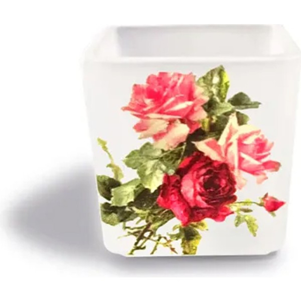 Tink Dekoratif Buzlu Cam Mumluk Vintage Güllü Desen 8x8 cm (4 Adet) Şamdan Fiyatı