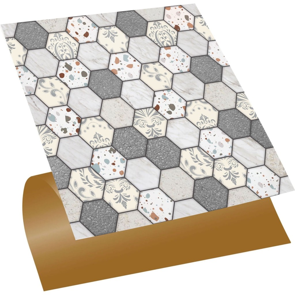 Tink Kendinden Yapışkanlı Fayans Terrazzo Petek Desenli Pvc Karo 30X30 cm (11 Adet) 1 M² - 30 x 30 - Çok Renkli Giyim & İç Giyim Fiyatı