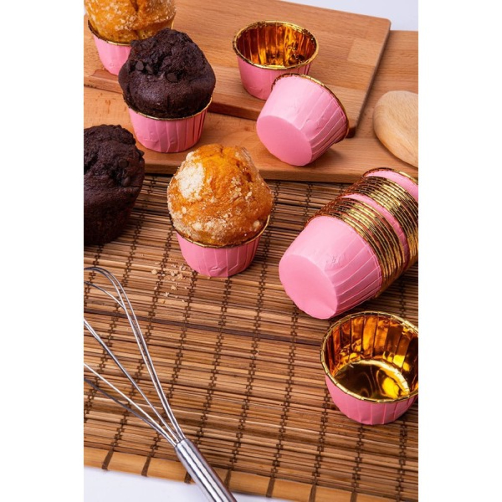 Tinky Winky Kağıt Muffin Kek ve Sufle Kapsülü Pembe Içi Metalik Gold Mutfak Sarf Malzemeleri Fiyatı