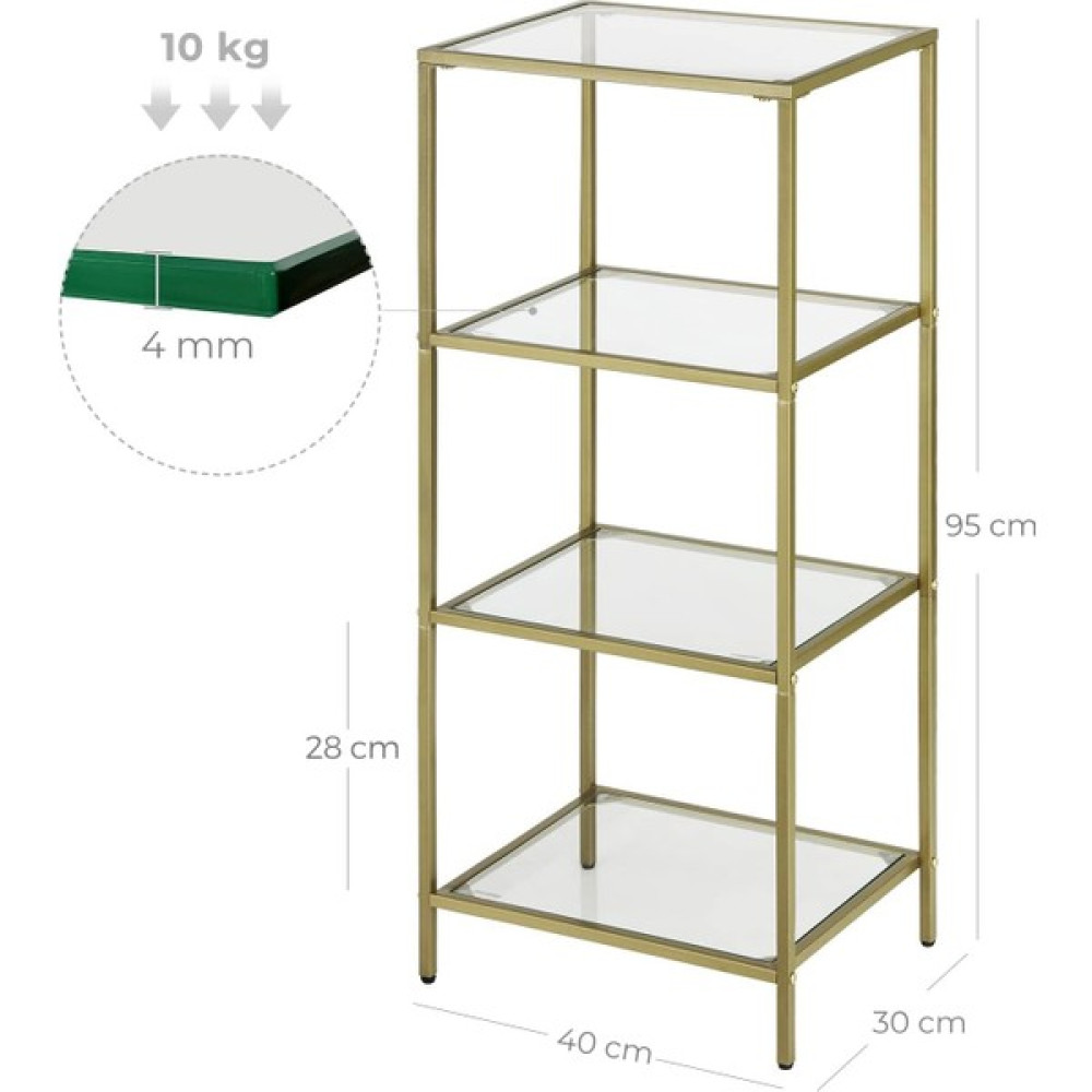 Tino Furniture Brighton Dekoratif Gold Metal Kitaplık Şeffaf Camlı Kitaplık Fiyatı