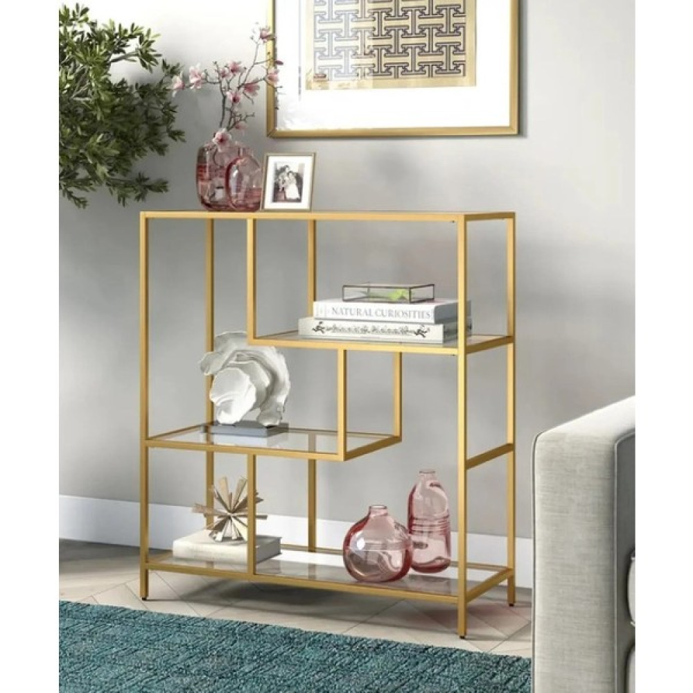 Tino Furniture Daniel Gold Metal Cam Raflı Konsol Dresuar Dresuar / Makyaj Masası Fiyatı