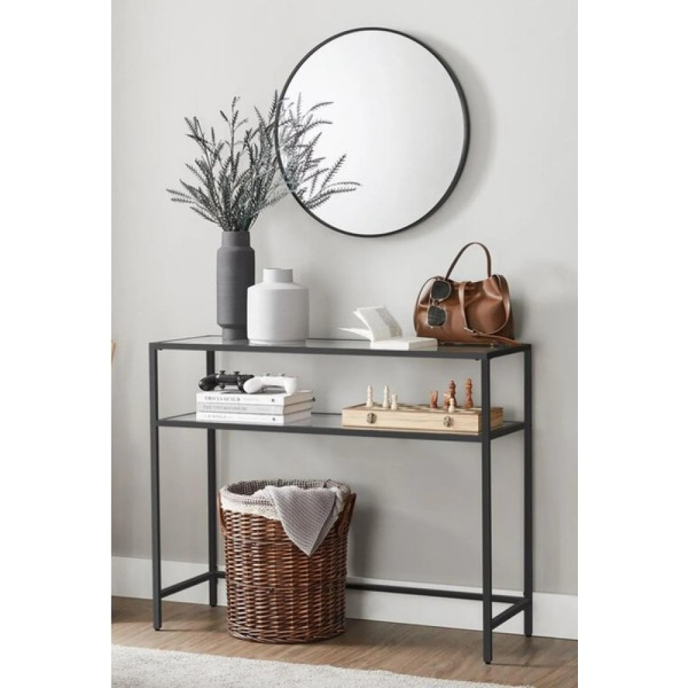 Tino Furniture Huxley Siyah Metal Cam Raflı Dresuar Dresuar / Makyaj Masası Fiyatı
