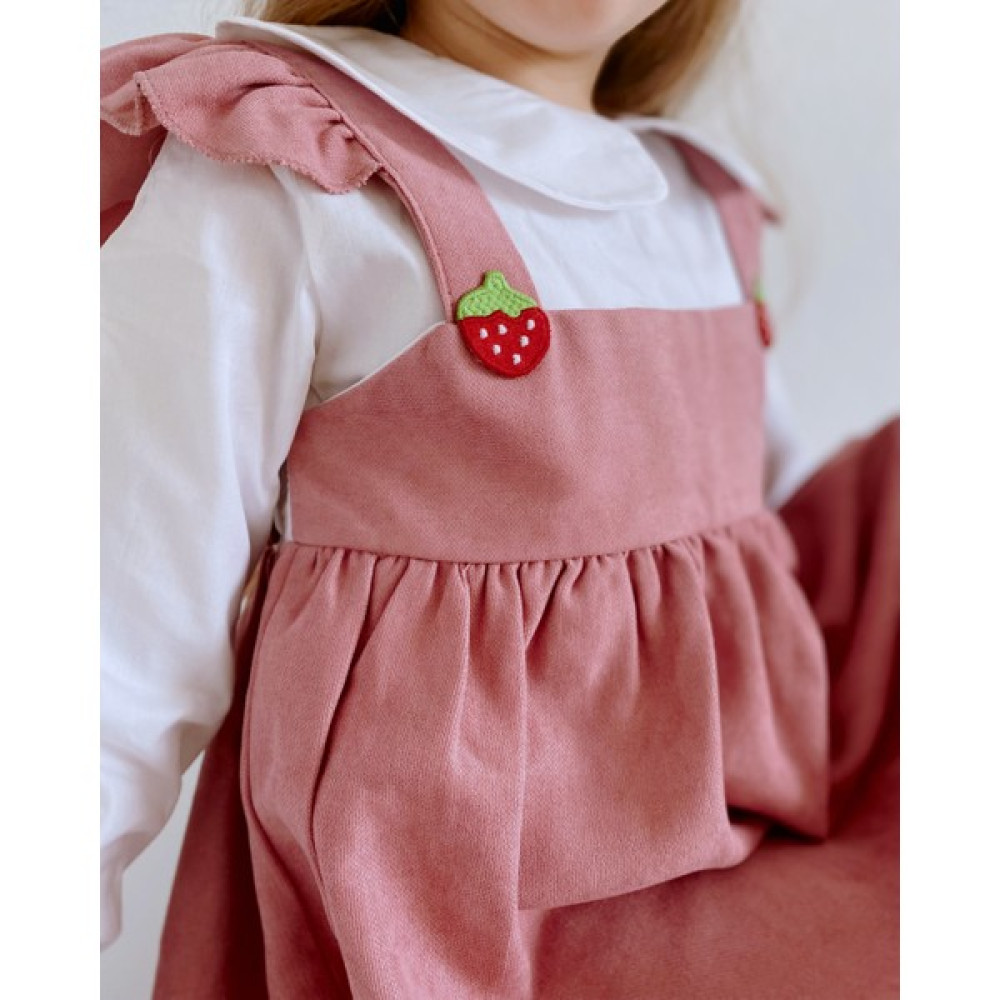 Tiny Bear Kız Çocuk Çilek Nakışlı Gömlekli Elbise Strawberry Candy Kız Çocuk Elbise Fiyatı