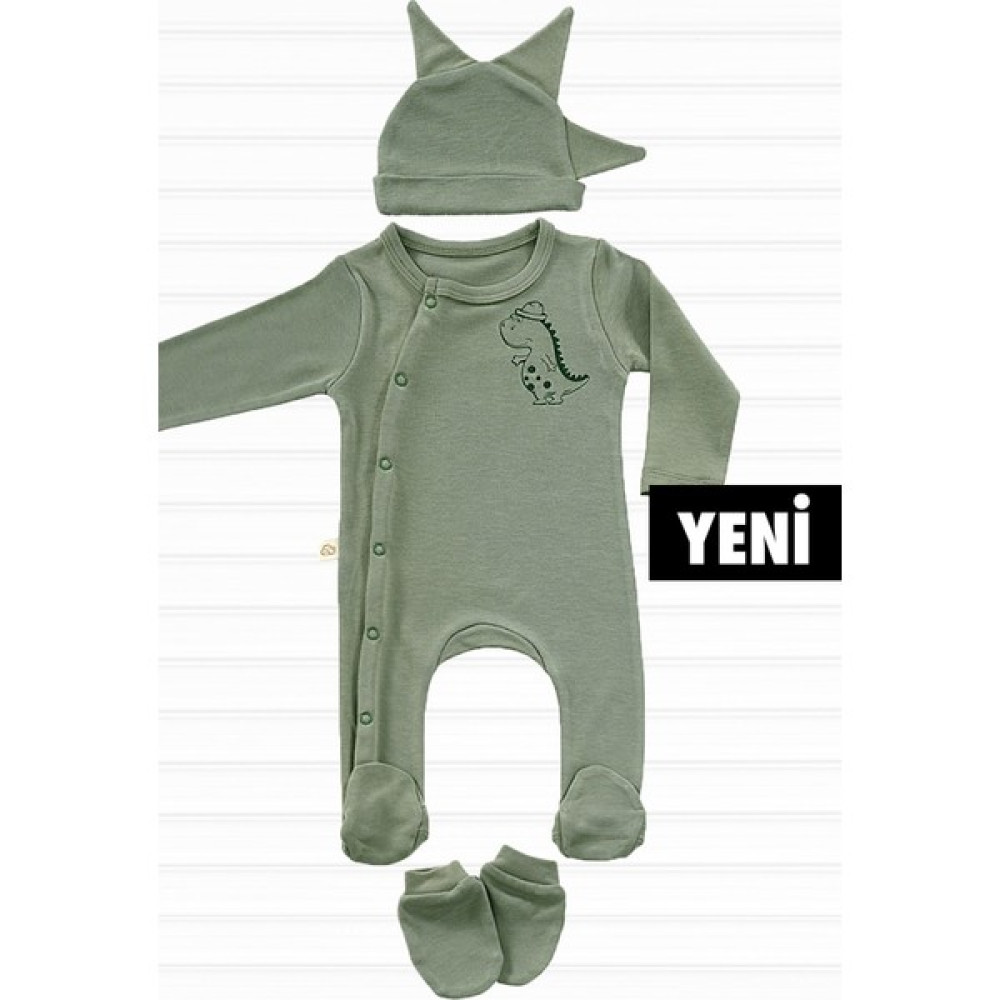 Tiny Lamb Cute Dino 3 Parça Yenidoğan Mini Hastane Çıkış Seti Bebek Hastane Çıkışı Fiyatı