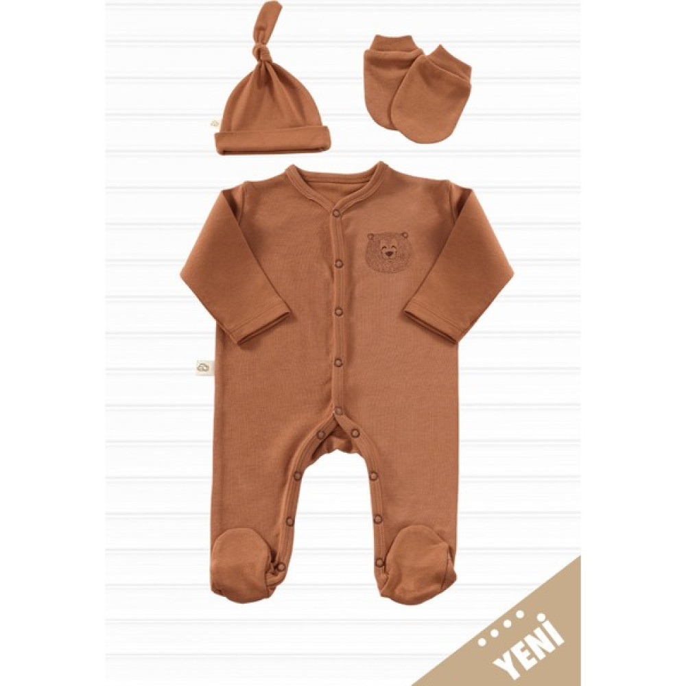 Tiny Lamb Honey Bear Unisex 3 Parça Hastane Çıkışı Takımı Organik Pamuk Yenidoğan Set Bebek Hastane Çıkışı Fiyatı