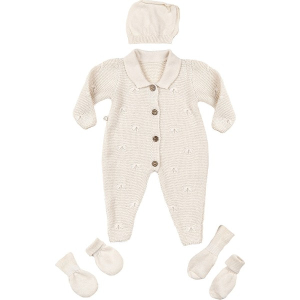 Tiny Lamb Premium Unisex 4 Parça Bebek Özel Örgü Triko Tulum ve Hastane Çıkışı Seti - 0-3 Ay Bebek Hastane Çıkışı Fiyatı