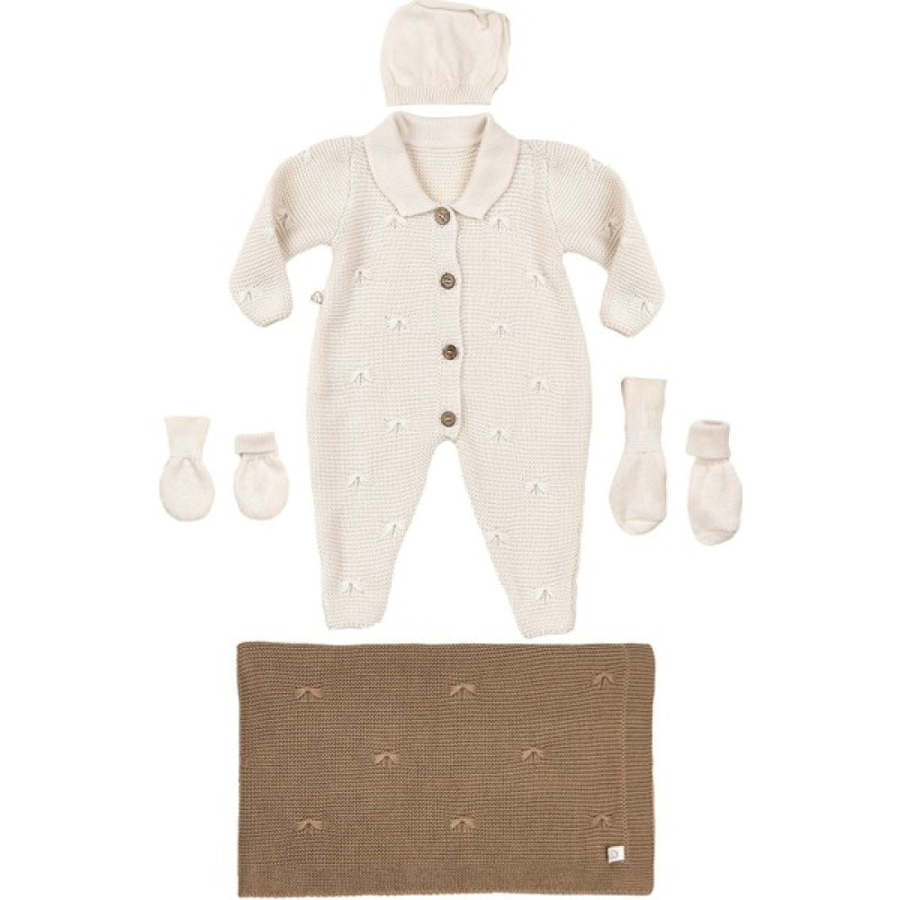 Tiny Lamb Premium Unisex 5 Parça Bebek Özel Örgü Triko Tulum ve Battaniyeli Hastane Çıkışı Seti - 0-3 Ay Bebek Hastane Çıkışı Fiyatı