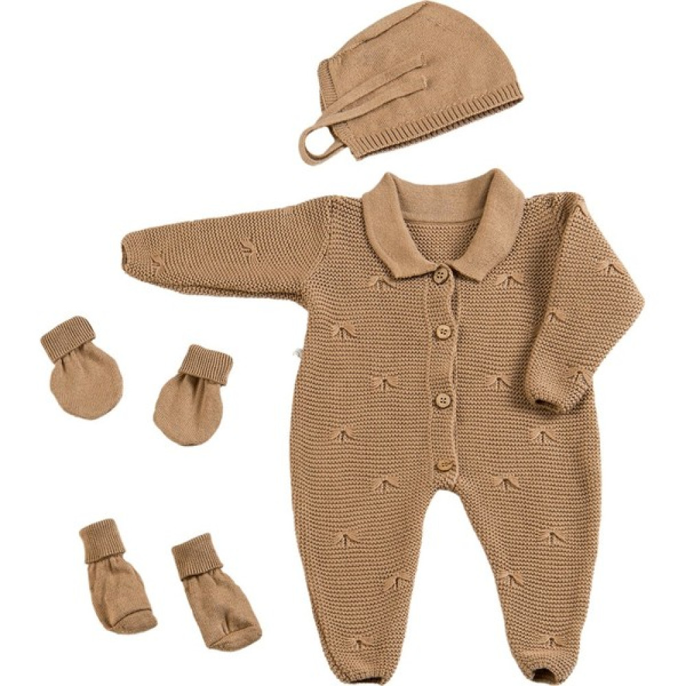 Tiny Lamb Triko Yenidoğan Kahverengi Mini Set 4 Parça | Premium Bebek Seti Bebek Hastane Çıkışı Fiyatı