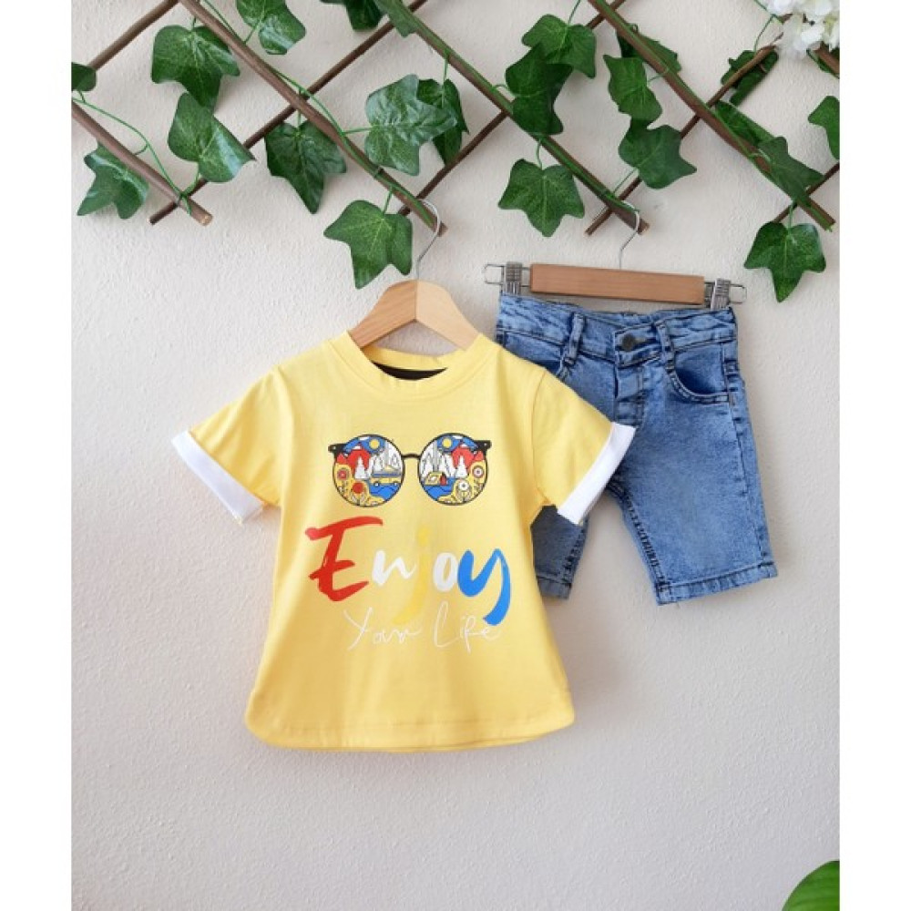 Tiny Men Kids Wear Tiny Men, Erkek Çocuk Takım, Yazlık Kot Şortlu Takım, 2-5 Yaş, Sarı Erkek Çocuk Giyim Takımı Fiyatı