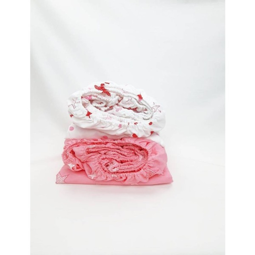 Tiny Plans Lastikli Fitted Bebek Çarşafı 2'li Paket - 60 x 100 cm - Pembe - Beyaz Bebek Yatak Çarşafı Fiyatı