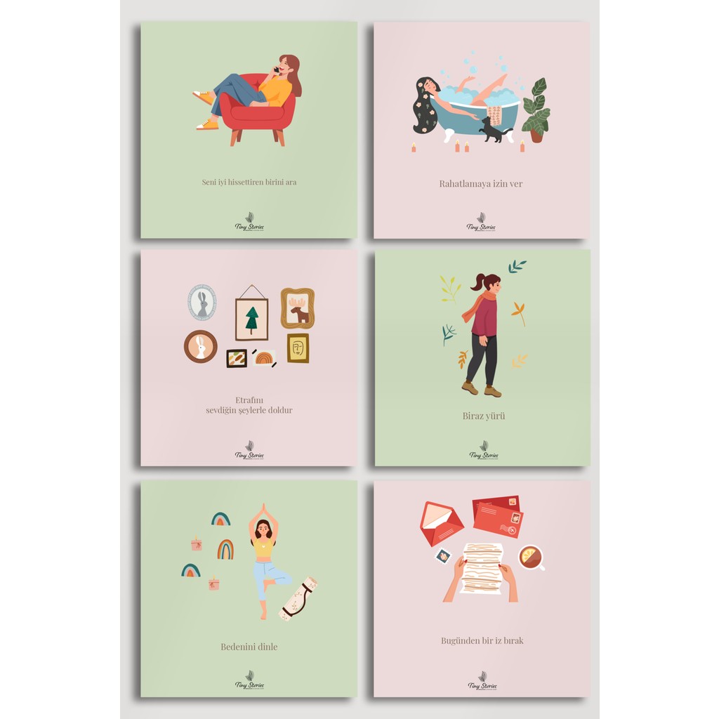 Tiny Stories TR Motivasyon Motto Kart Seti -6 Adet / Kartpostal Diğer Fiyatı
