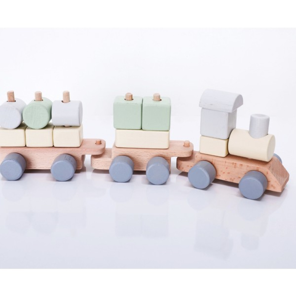 Tiny Wood Ahşap Oyuncak Bloklu Tren - Renkli Bebek Oyuncakları Fiyatı