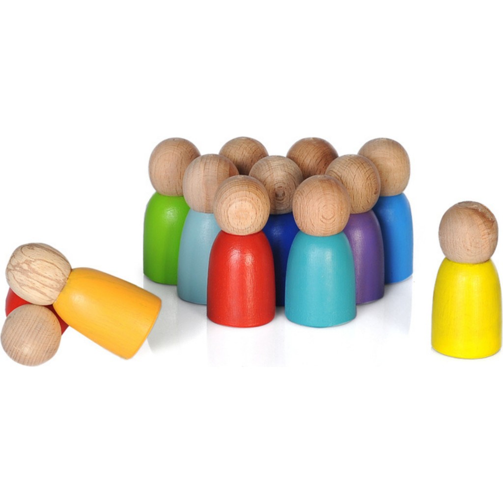 Tiny Wood Peg Bebek Seti 12 Li - Renkli Diğer Fiyatı