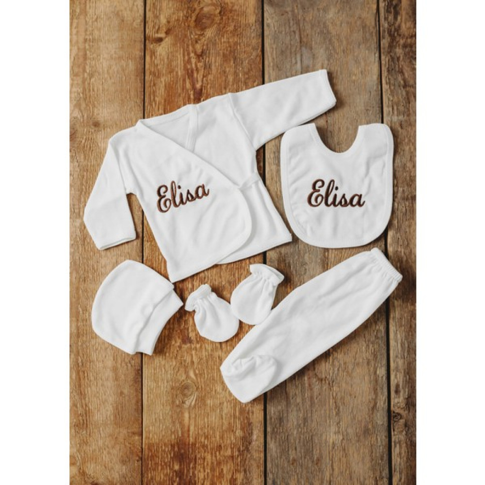 Tinykiddesign Kişiye Özel Isimli Zıbın Seti Yeni Doğan Bebek Zıbın Seti 5 Parça 0-3 Ay Bebek Zıbın Seti Fiyatı