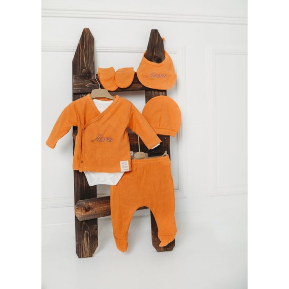 Tinykiddesign Kişiye Özel Isimli Zıbın Seti Yeni Doğan Hediyelik Bebek Zıbın Seti 6 Parça Portakal 0-3 Ay Bebek Zıbın Seti Fiyatı