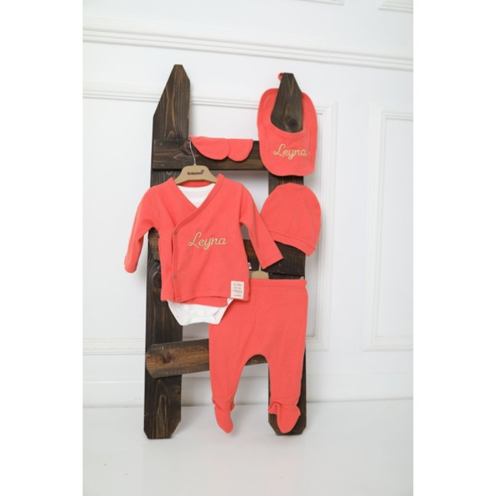 Tinykiddesign Kişiye Özel Isimli Zıbın Seti Yeni Doğan Hediyelik Bebek Zıbın Seti 6 Parça Zar Çiçeği 0-3 Ay Bebek Zıbın Seti Fiyatı