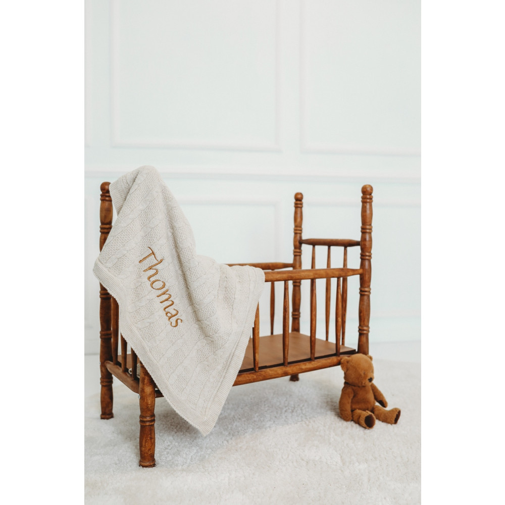 tinykiddesign Welsoft Bebek Battaniyesi Kişiye Özel Nakış Işlemeli Isimli Triko Bej Içi Peluş Yenidoğan Battaniye Bebek Battaniyesi Fiyatı