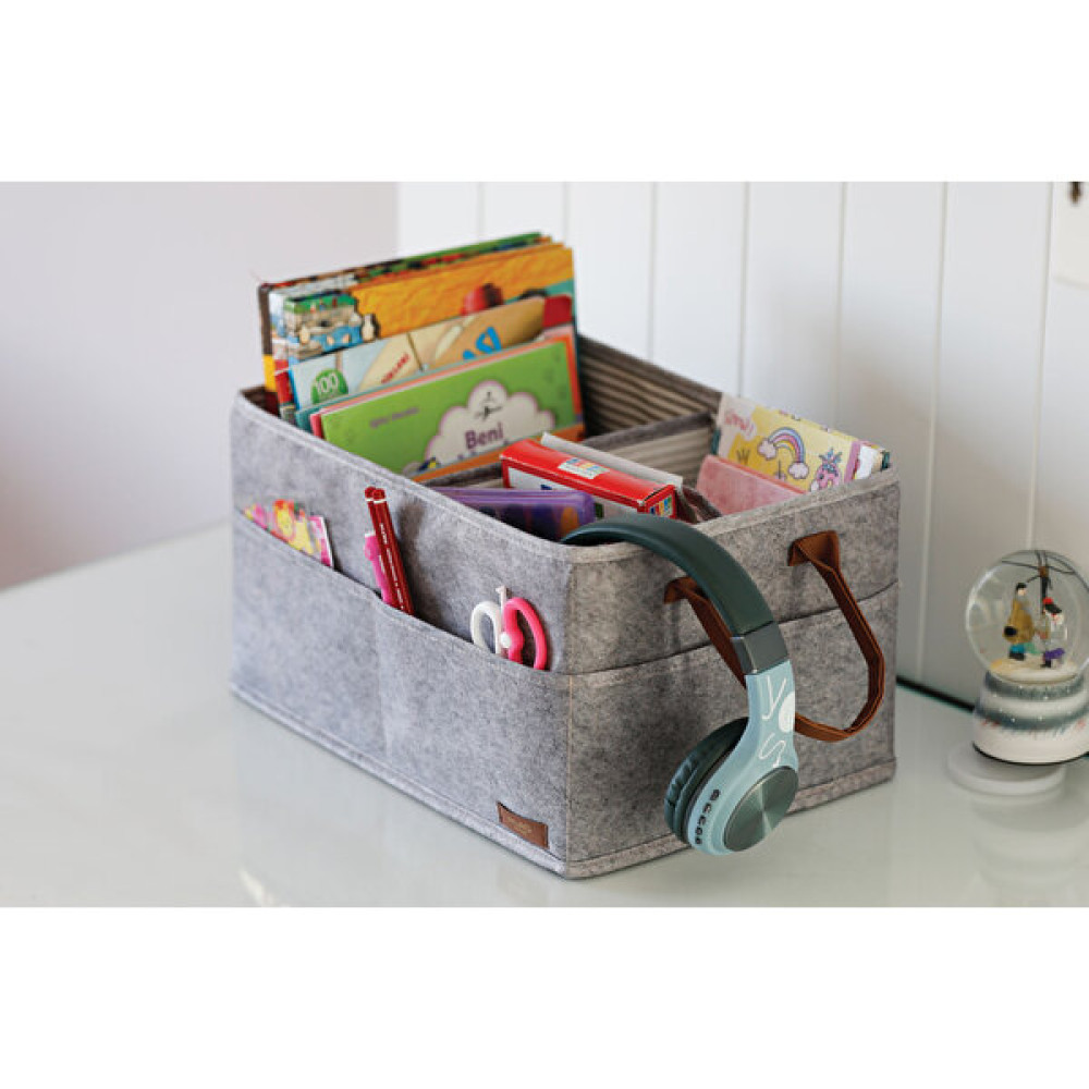Tinywood Kapaklı Büyük Boy Keçe Kutu Çamaşır Sepeti Eşya Saklama Kutusu 55x41x30 cm - Gri Sepet Fiyatı