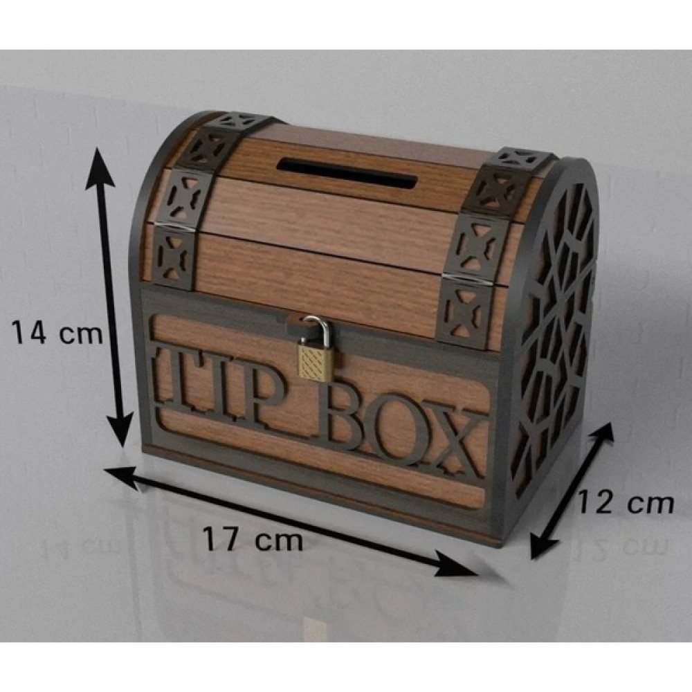 Tip Box Sandıklı Bahşiş Kutusu - 17x14x12 - Siyah - Kahverengi Eşya Saklama Kutusu Fiyatı