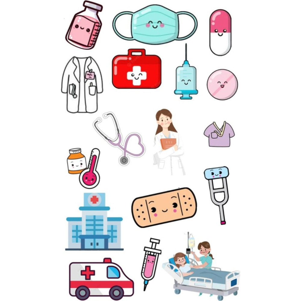 Tıp Doktor Hemşire Sticker Telefon Laptop Notebook Tablet Defter Matara Stiker Etiket ST1269 Okul Etiketi Fiyatı