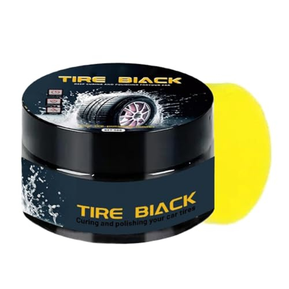 Tire Polish Coating Paste - Car Tyre Wax | 50g Long-Lasting Protective Tire Shine Wax with Sponge, Automotive Tyre Restorer for Cars, Trucks, SUVs, Motorcycles, Minivans, Easy-to-Apply Rubber Conditio