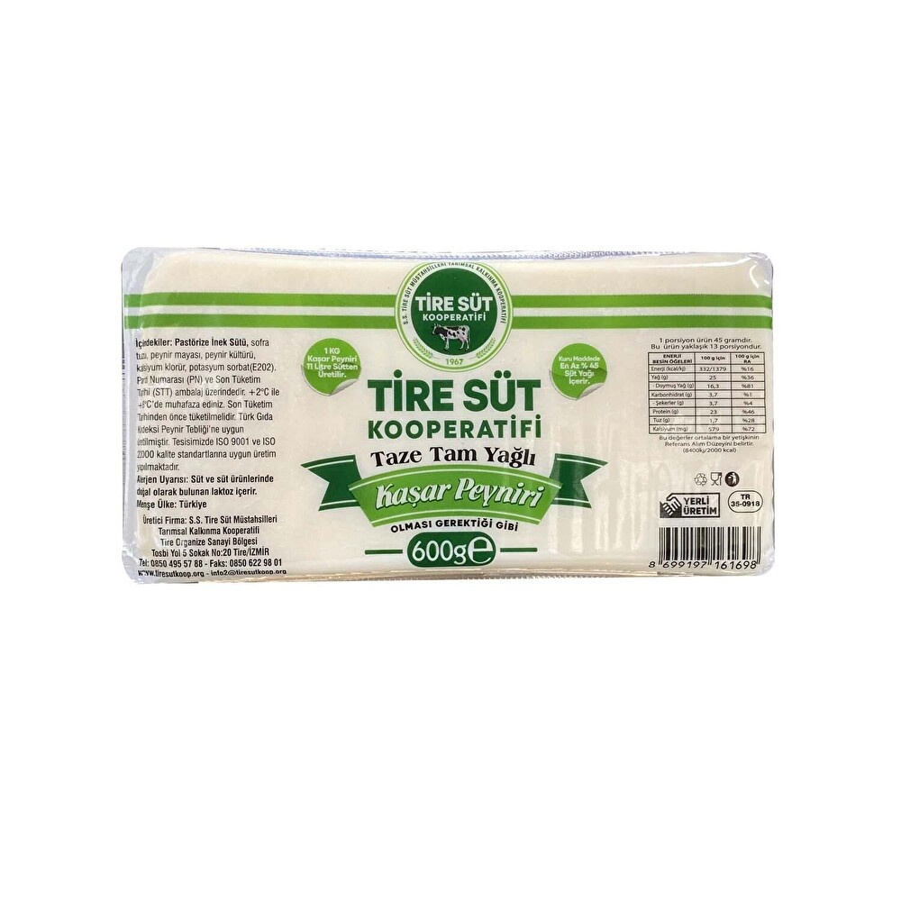 Tire Süt Kooperatifi Tam Yağlı Taze Kaşar Peyniri 600 g Peynir Fiyatı