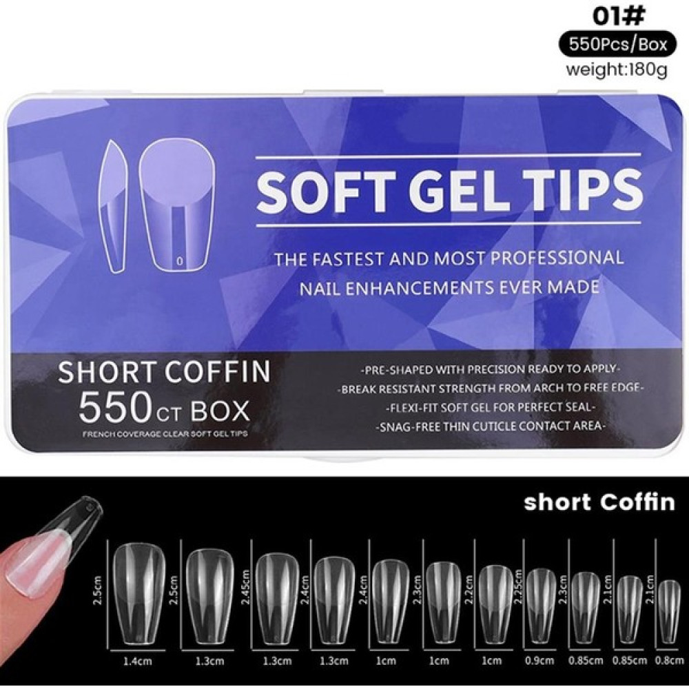 Tırnakmania Yeni Nesil Jel Destekli Short Coffin Tips 550 Adet (55564-01) Tırnak Bakımı Fiyatı